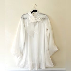 White long sleeve organza cocktail dress